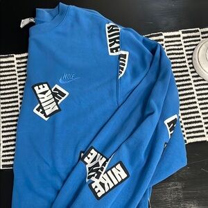 Nike Blue Sweatshirt with Logo Patches
